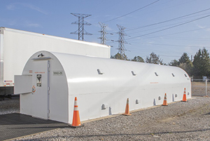 The new storm shelter located at the Material Acquisition and Control Center (at East Tennessee Technology Park) is rated to withstand and EF5 tornado.