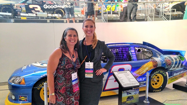 Y‑12’s Megan Houchin, right, enjoys a Women in Nuclear networking event at the NASCAR Hall of Fame in Charlotte, North Carolina. With her is Julie Ezold of the Oak Ridge National Laboratory.