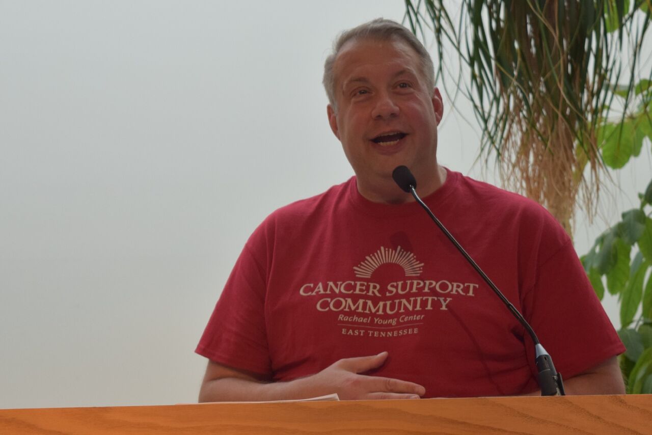 Cancer survivor Michael Holtz once attended Cancer Support Community of East Tennessee, now he serves on the board and as de facto emcee for the organization. 