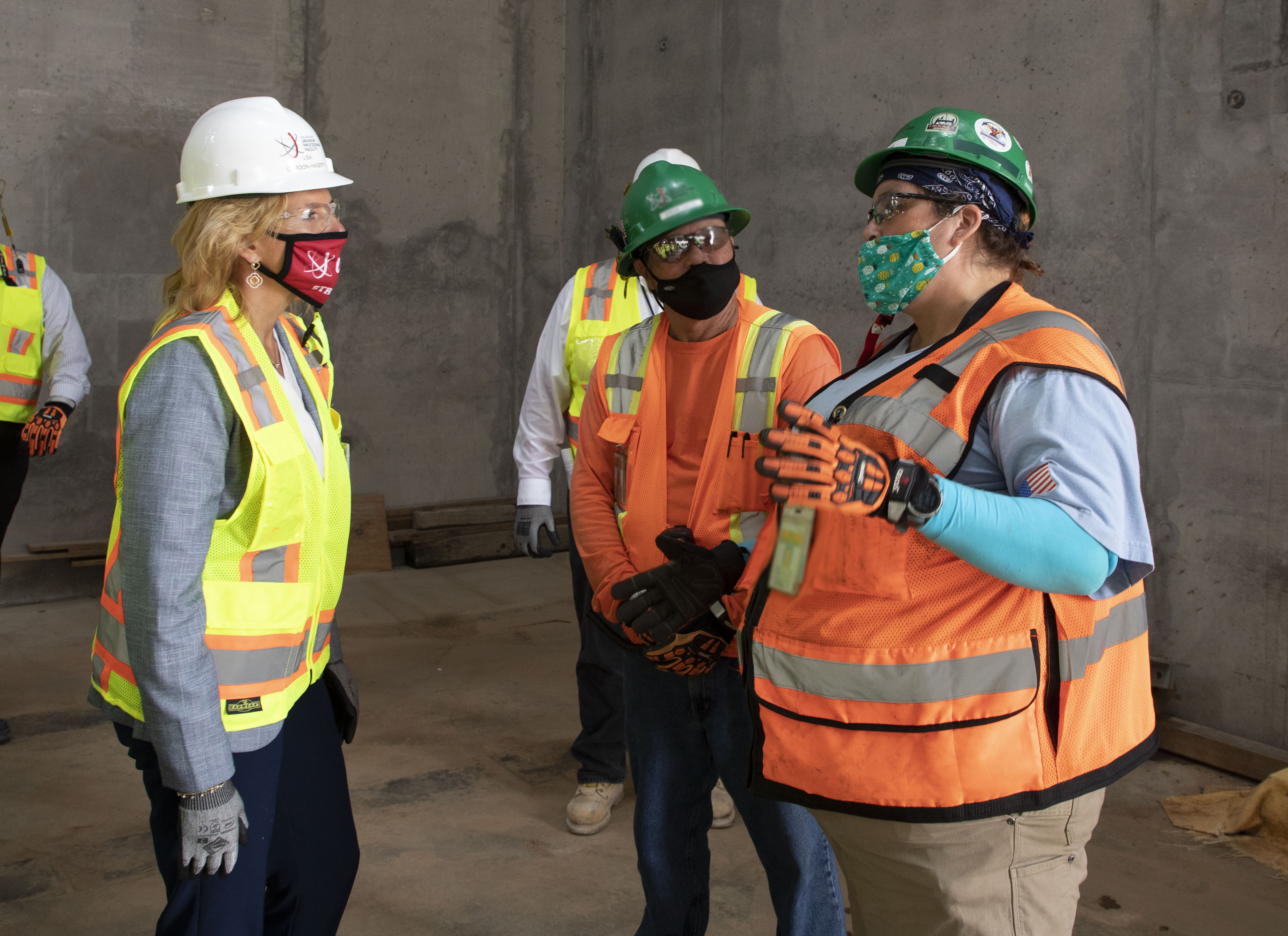 NNSA Administrator Lisa E. Gordon-Hagerty with UPF Iron Workers in the Main Process Building