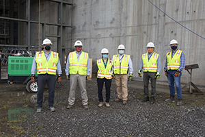 From Left to Right: Mike Robinson, Bechtel UPF Project Manager;  Dale Christenson, UPF Federal Project Director; Dena Volovar, UPF Project Director; John Howanitz, President of Bechtel NS&E GBU; Gene Sievers, Y-12 Site Manager; and Jim Sowers, MPB Area Manager