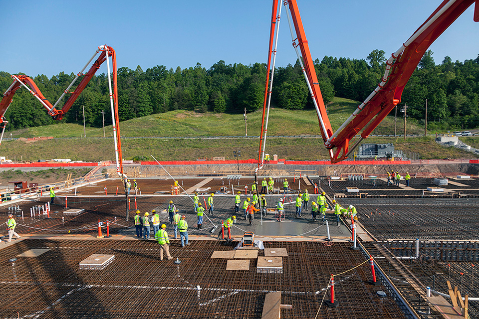 Crews began placing concrete for the slab of the Mechanical Electrical Building in May.