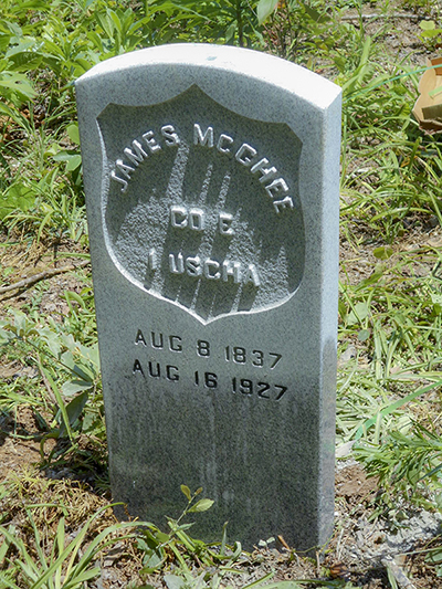 U.S. Veterans Affairs honored African American Civil War veteran James McGhee with a stone marker. U.S. Veterans Affairs honored African American Civil War veteran James McGhee with a stone marker.