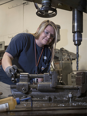 Katie Mead, a first-year apprentice as an outside machinist