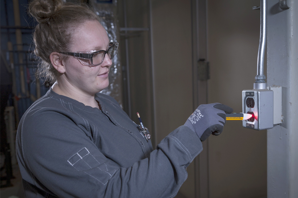 Chelsea Adkisson, an electrician apprentice