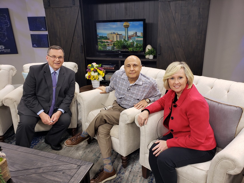 In March, Roane State professor George Meghabgha (center) and Y-12’s Kristin Waldschlager visited the set of WATE and talk to anchor Bo Williams about the Cybersecurity Summer Camp.