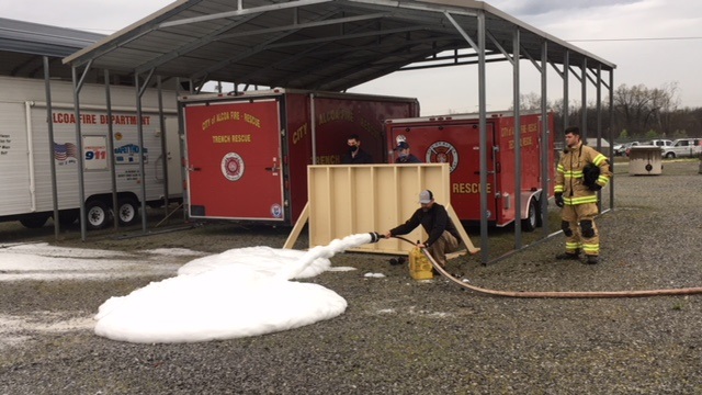 Y-12 Fire Department recently tested a new environmentally safer foam with the Alcoa Fire Department