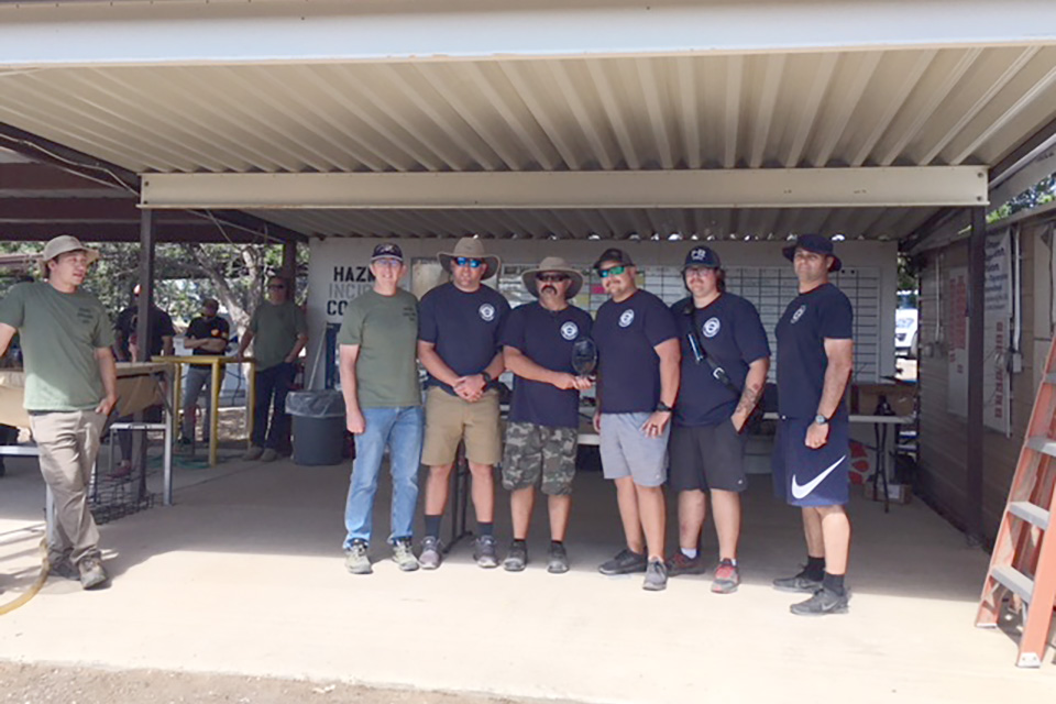 Hazardous Materials Challenge Program Administrator Chris Ritter with Y-12 Fire Department members Craig Shaver, Jeff Foster, Brad Goss, Jeremy Maiden, and Doug Allen