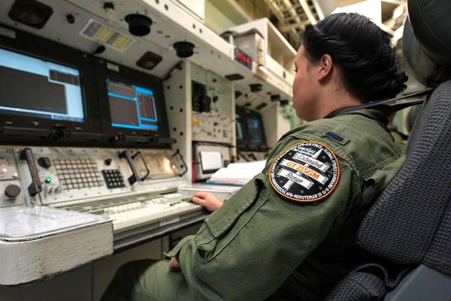 A Missile Combat Crew commander from Malmstrom Air Force Base, Mont., practices procedures at Vandenberg AFB, Calif., in preparation for the launch of an unarmed Minuteman III intercontinental ballistic missile. Photo: U.S. Air Force photo, Michael Peterson