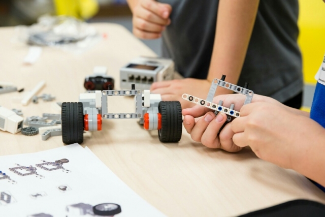A robot being built using LEGO MINDSTORMS technology