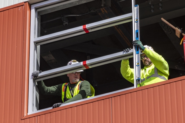 Personnel Support Building window installation 
