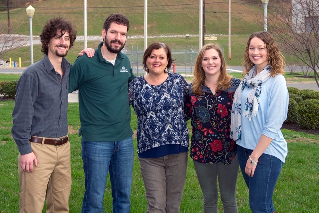 Engineering & Science Senior Manager Rebecca Boser (center) with Career ONE participants Joe McVeigh, Matthew Willard, Meredith Manning, and Sarah Cruise.