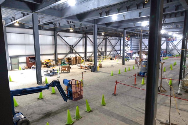 Now that the Mechanical Electrical Building is fully enclosed, work continues inside to prepare for miscellaneous steel installation; electrical installation; heating, ventilation, and air conditioning placement; fire protection; fire proofing and bulk commodity installations.