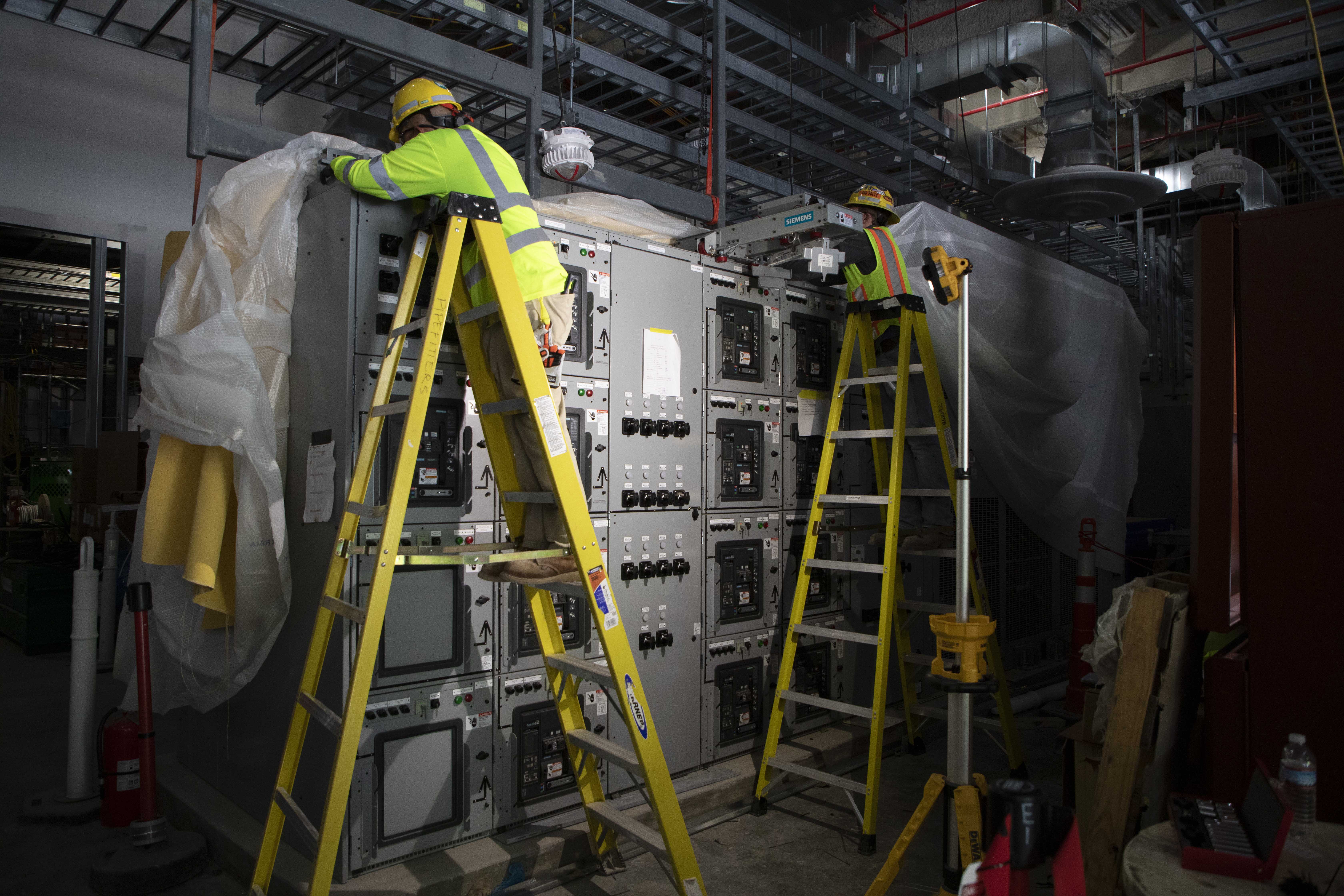 Newly installed switchgear in the Mechanical Electrical Building (MEB)