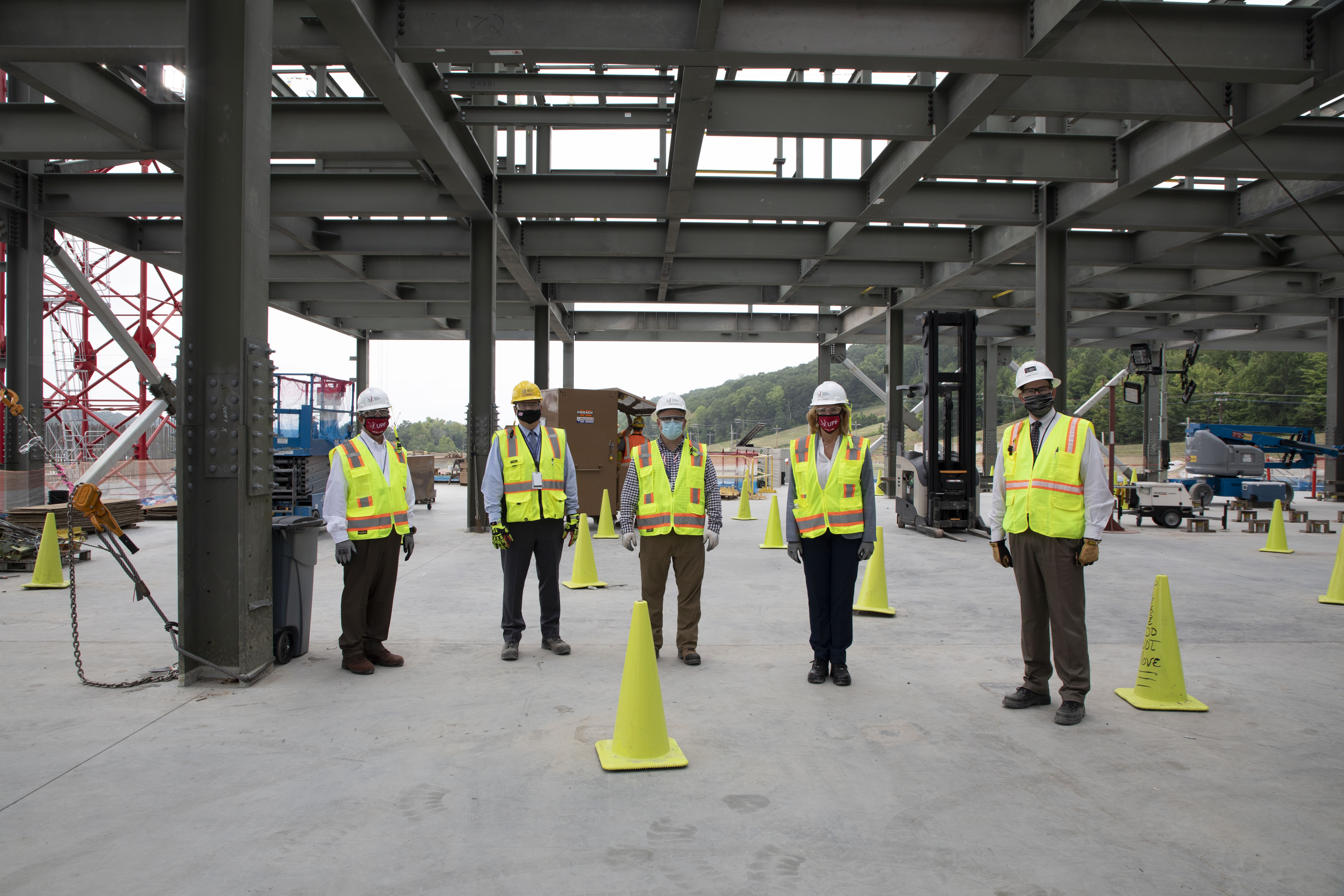 From left: Doug Fremont, NNSA chief of staff; John Howanitz, UPF project director; Randy Holman, UPF area manager for the Salvage and Accountability Building; NNSA Administrator Lisa Gordon-Hagerty; and Dale Christenson, UPF federal project director during the administrator’s visit to Y-12 on August 27, 2020