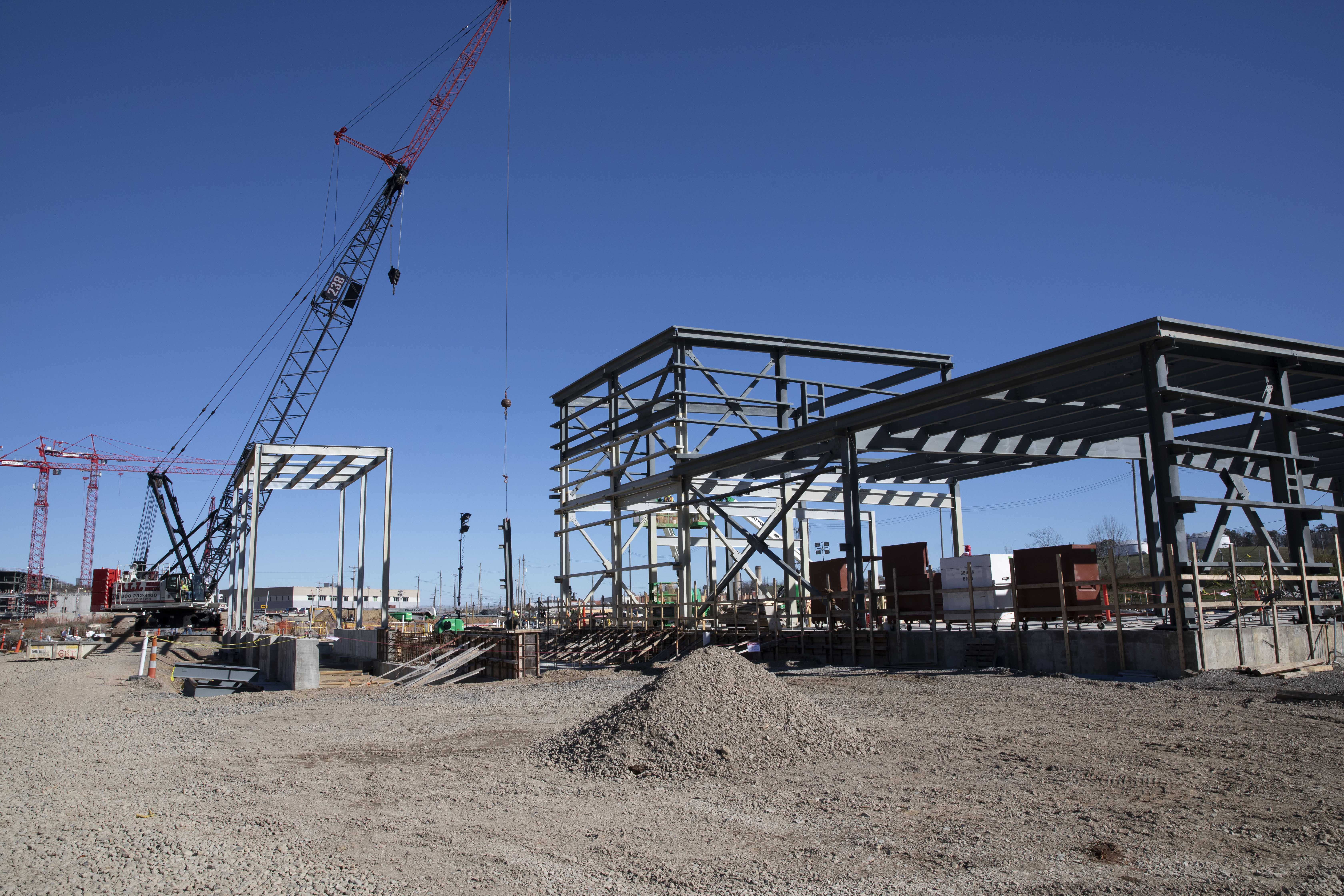 Installation of structural steel began at the Process Support Facilities in October 2020 and is forecast to complete in March 2021.