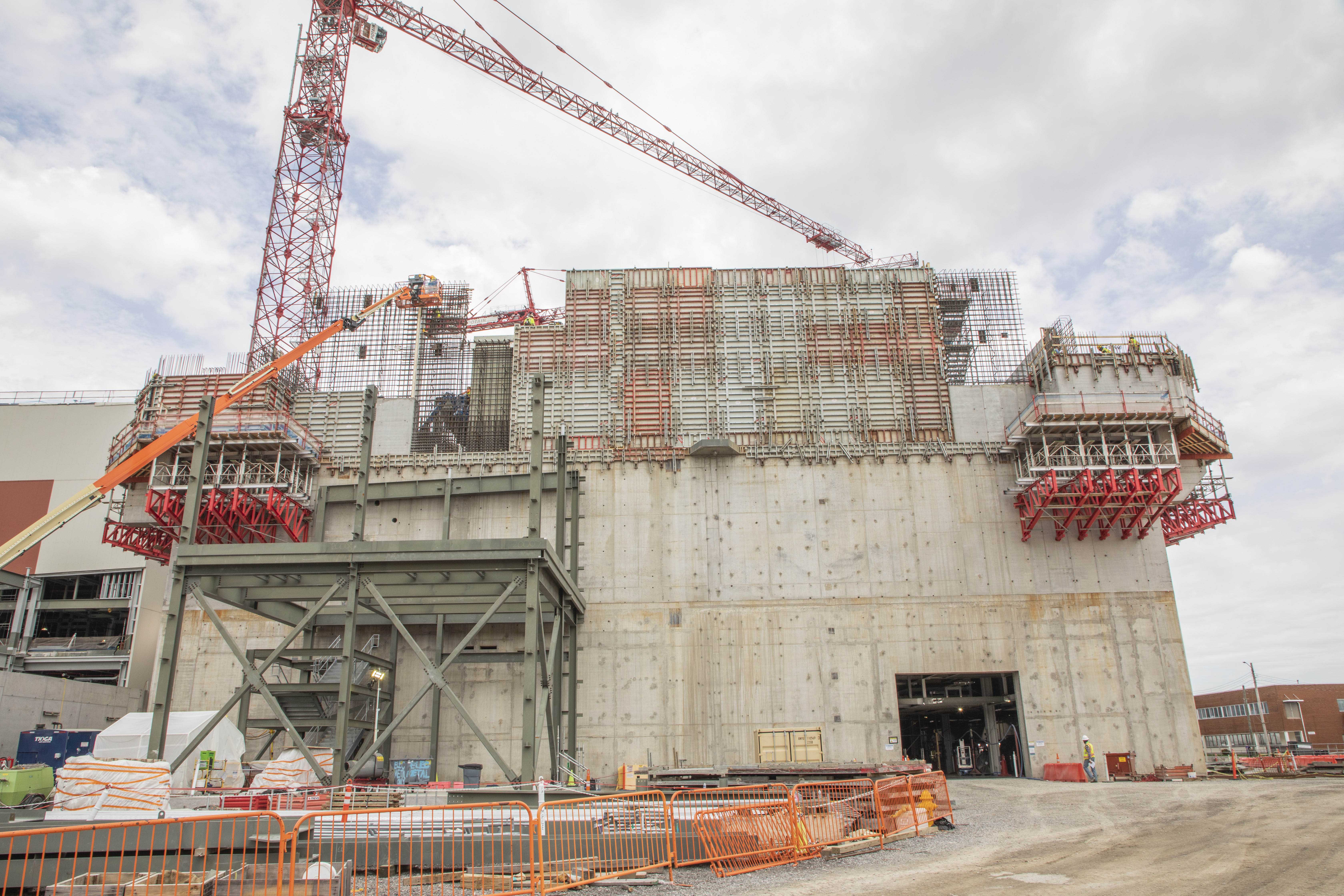 The UPF Main Process Building third-level wall installation continues with 21 of the final 29 placed.