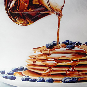 Realistic painting of pancakes
