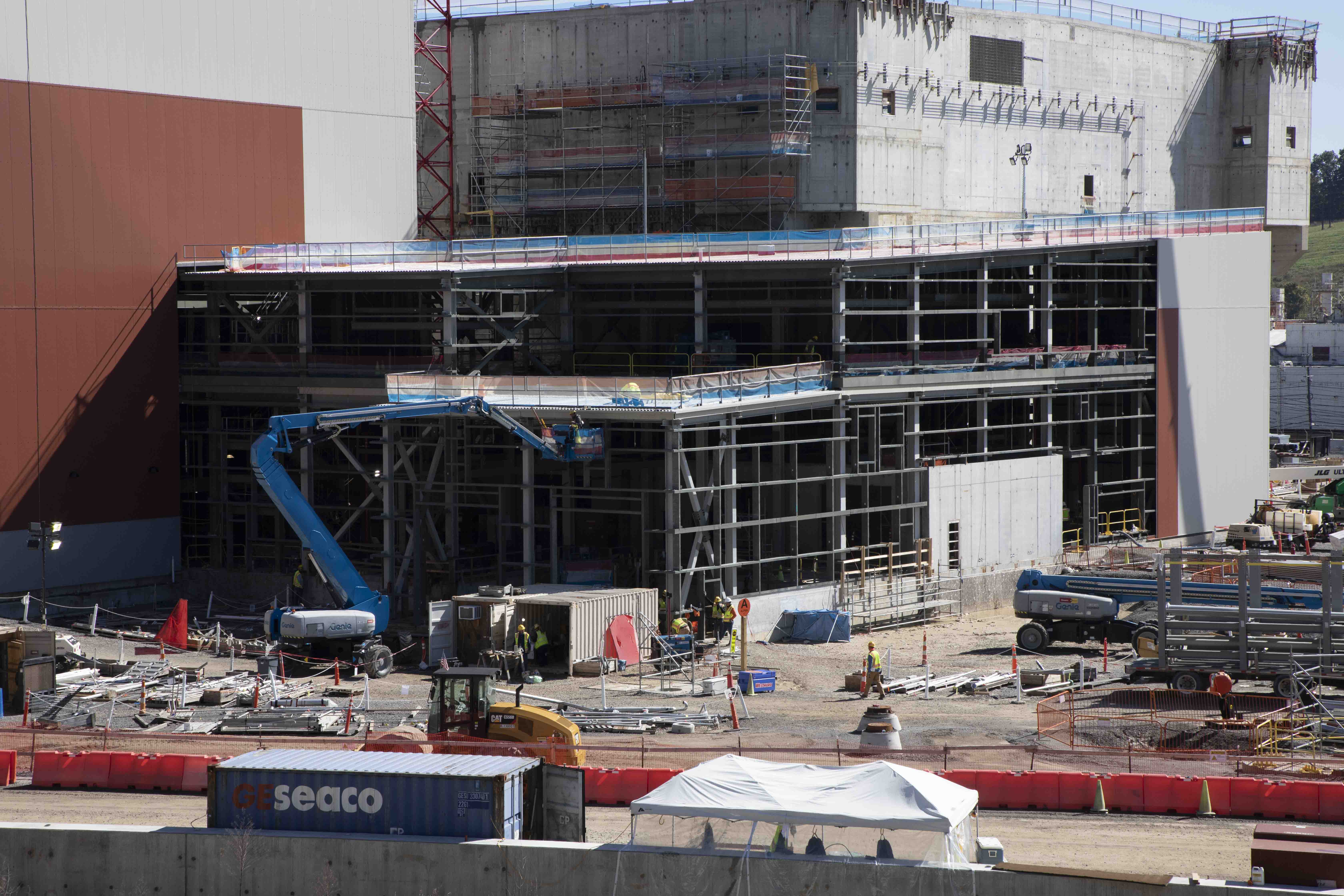 Construction of the Uranium Processing Facility’s Personnel Support Building continues to progress with the installation of girt steel and metal siding.