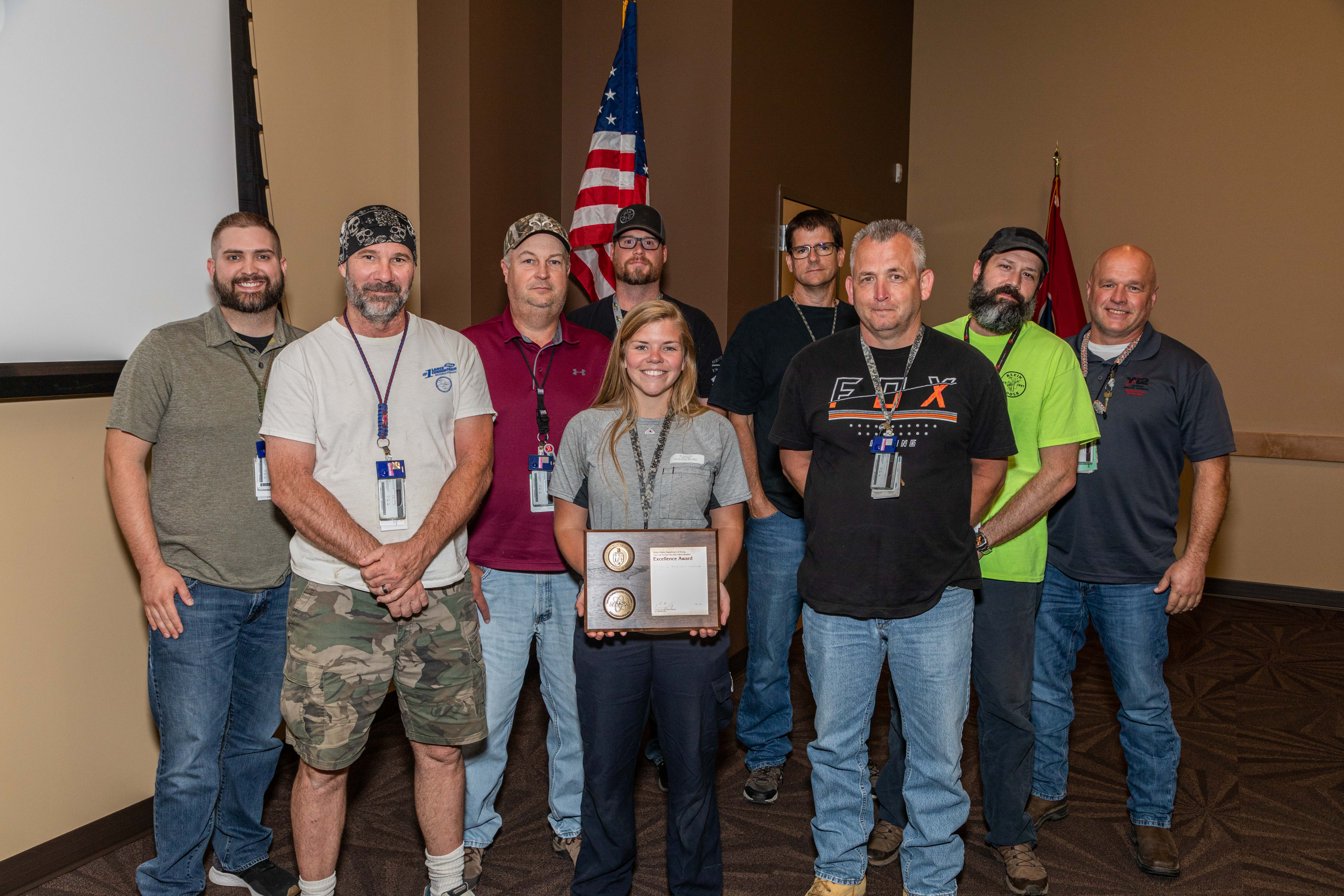A Y-12 maintenance team working multiple projects simultaneously overcame supply chain issues and delays to deliver several machines on time and on schedule, earning a 2022 NA-90 Infrastructure Excellence award.  