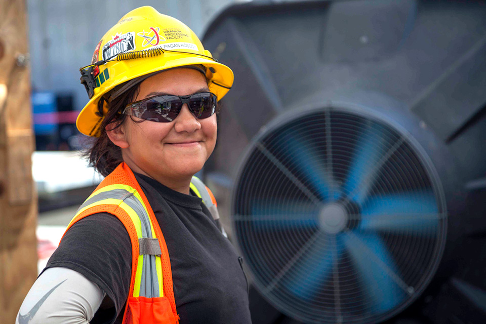 Jessica is an ironworker at the Uranium Processing Facility. She is on the structural iron crew at the Main Process Building.