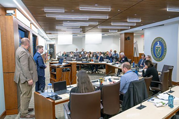 Nathan H. (left) and Daniel R. present their final findings at the end of a 10-week immersive training with the Energy I-Corps.