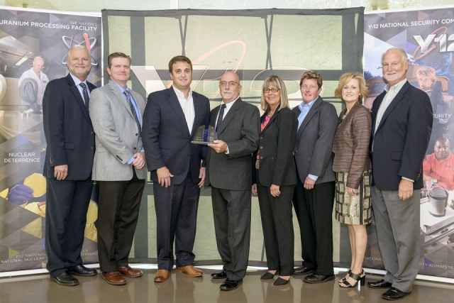 Dubose National Energy Services, Inc. was recently recognized as a small business of the year by Consolidated Nuclear Security, LLC. Shown in the photo are CNS Supply Chain Manager Skip Skelton, CNS Vice President and Y-12 Site Manager Bill Tindal DNES Vice President and General Manager Richard Rogers, DNES Senior Sales Representative Garry Snyder, CNS Subcontract Administrator Tish Camp, CNS Vice President of Mission Assurance Linda Bauer, CNS Program Manager for Socioeconomic Programs Lisa Copeland and CN