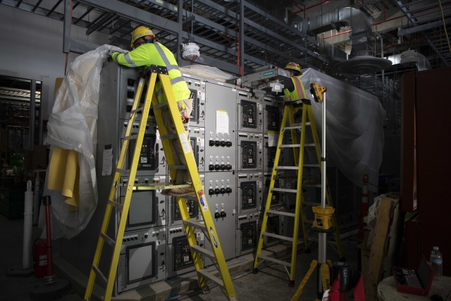 Newly installed switchgear in the Mechanical Electrical Building (MEB)