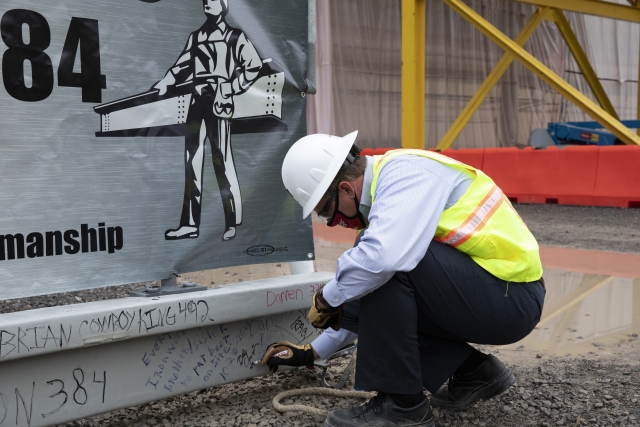 UPF placed the last piece of steel on the Salvage and Accountability with a topping out ceremony on October 26, 2020.