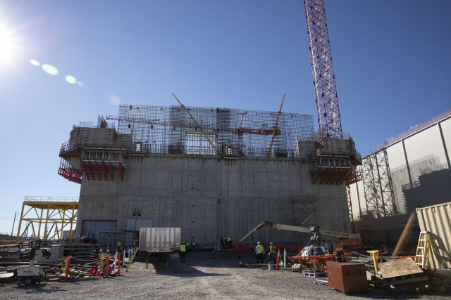 The Main Process Building continues to rise to greater heights as crews install the third elevation walls on the east end of the building.