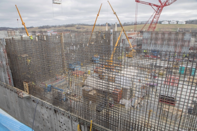 Installation of the Main Process Building third level walls are well underway with five of the final 29 placed.