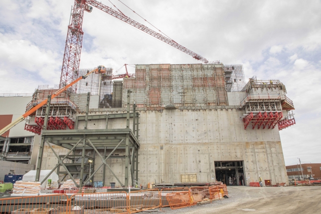 The UPF Main Process Building third-level wall installation continues with 21 of the final 29 placed.