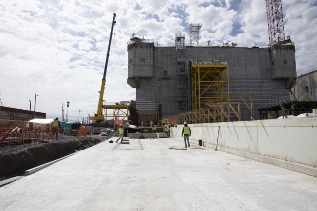 Carpenters working on the HEUMF Connector 