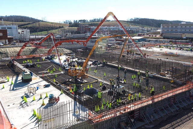 Concrete placements for the Main Process Building (MPB) continued in January.  MPB is the largest of UPF’s three main buildings.