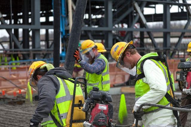 Crews continued to place concrete for the base slab of the Main Process Building in January.  