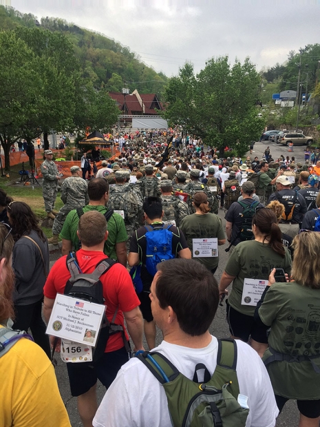 UPF team members wait to begin the Mountain Man Memorial March.